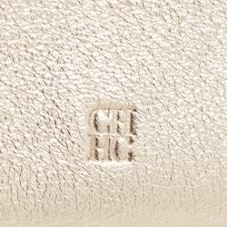 Pre Owned Carolina Herrera Gold Leather Mini Tote