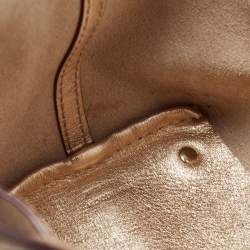 Pre Owned Carolina Herrera Gold Leather Mini Tote