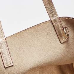 Pre Owned Carolina Herrera Gold Leather Mini Tote