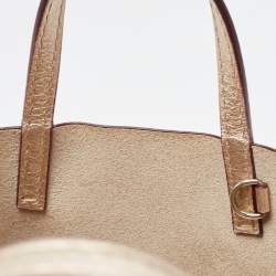 Pre Owned Carolina Herrera Gold Leather Mini Tote