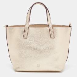 Pre Owned Carolina Herrera Gold Leather Mini Tote