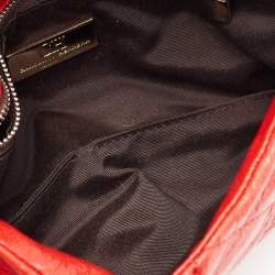 Carolina Herrera Red CH Embossed Leather Flap Chain Shoulder Bag