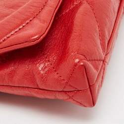 Carolina Herrera Red CH Embossed Leather Flap Chain Shoulder Bag