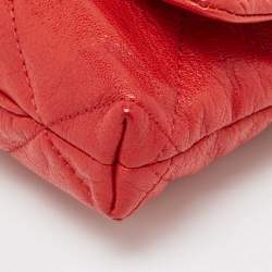 Carolina Herrera Red CH Embossed Leather Flap Chain Shoulder Bag