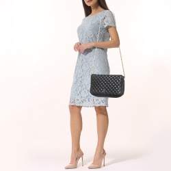 Pre Owned Carolina Herrera Black Quilted Leather Flap Chain Shoulder Bag