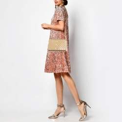 Carolina Herrera Beige Quilted Patent Leather Bimpa Shoulder Bag