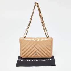 Carolina Herrera Beige Quilted Patent Leather Bimpa Shoulder Bag