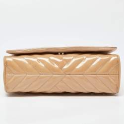 Carolina Herrera Beige Quilted Patent Leather Bimpa Shoulder Bag