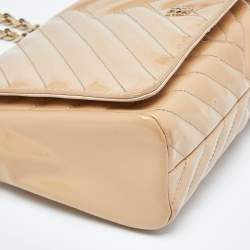 Carolina Herrera Beige Quilted Patent Leather Bimpa Shoulder Bag