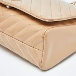 Carolina Herrera Beige Quilted Patent Leather Bimpa Shoulder Bag