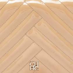 Carolina Herrera Beige Quilted Patent Leather Bimpa Shoulder Bag