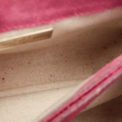 Pre Owned Carolina Herrera Purple Monogram Embossed Leather Top Handle Bag