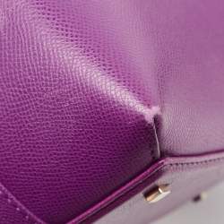 Pre Owned Carolina Herrera Purple Monogram Embossed Leather Top Handle Bag