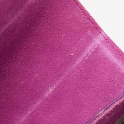 Pre Owned Carolina Herrera Purple Monogram Embossed Leather Top Handle Bag