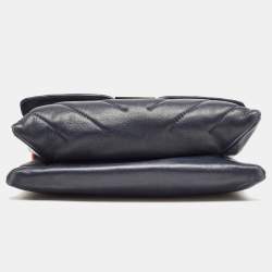 Pre Owned Carolina Herrera Navy Blue Quilted Leather Pushlock Flap Shoulder Bag