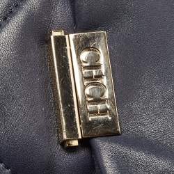 Pre Owned Carolina Herrera Navy Blue Quilted Leather Pushlock Flap Shoulder Bag