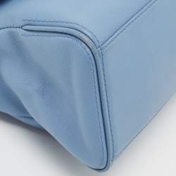 Carolina Herrera Blue Leather Minuetto Flap Top Handle Bag
