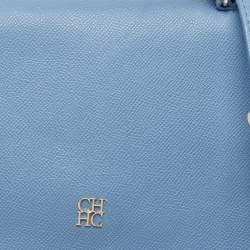 Carolina Herrera Blue Leather Minuetto Flap Top Handle Bag