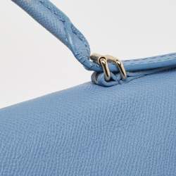 Carolina Herrera Blue Leather Minuetto Flap Top Handle Bag