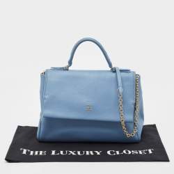Carolina Herrera Blue Leather Minuetto Flap Top Handle Bag