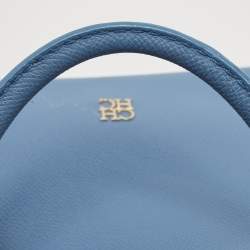 Carolina Herrera Blue Leather Minuetto Flap Top Handle Bag