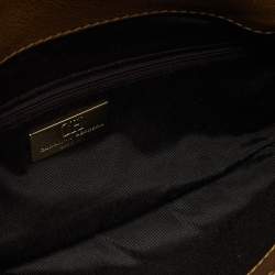 Caroline Herrera Gold Monogram Embossed Leather Bow Chain Clutch