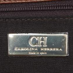 Pre Owned Carolina Herrera Brown Monogram Leather Audrey Shoulder Bag