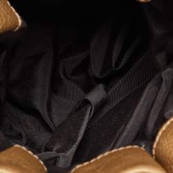 Pre Owned CH Carolina Herrera Gold Embossed Leather Bow Bucket Bag