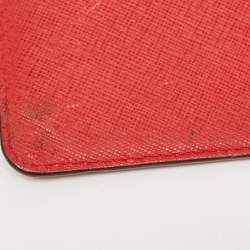 Pre Owned Carolina Herrera Red Leather Logo Trifold Wallet