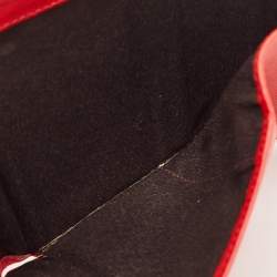 Pre Owned Carolina Herrera Red Leather Logo Trifold Wallet