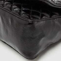 Pre Owned Carolina Herrera Black Quilted Patent Leather Flap Chain Shoulder Bag