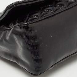 Pre Owned Carolina Herrera Black Quilted Patent Leather Flap Chain Shoulder Bag