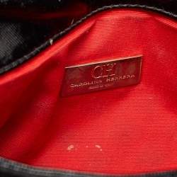 Pre Owned Carolina Herrera Black Quilted Patent Leather Flap Chain Shoulder Bag