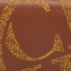 Carolina Herrera Brown Leather Logo Print Continental Wallet
