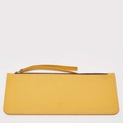 Carolina Herrera Brown Leather Logo Print Continental Wallet