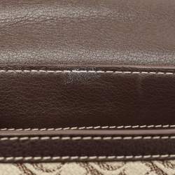 Carolina Herrera Dark Brown/Cream Monogram Canvas and Leather Initials Insignia Shoulder Bag