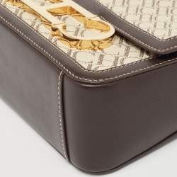 Carolina Herrera Dark Brown/Cream Monogram Canvas and Leather Initials Insignia Shoulder Bag