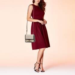 Carolina Herrera Dark Brown/Cream Monogram Canvas and Leather Initials Insignia Shoulder Bag