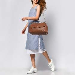 Carolina Herrera Brown Leather Minuetto Top Handle Bag