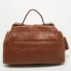 Carolina Herrera Brown Leather Minuetto Top Handle Bag