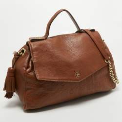 Carolina Herrera Brown Leather Minuetto Top Handle Bag
