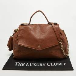 Carolina Herrera Brown Leather Minuetto Top Handle Bag