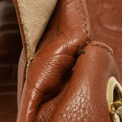 Carolina Herrera Brown Leather Minuetto Top Handle Bag
