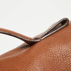 Carolina Herrera Brown Leather Minuetto Top Handle Bag
