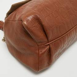 Carolina Herrera Brown Leather Minuetto Top Handle Bag