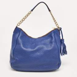 Pre Owned Carolina Herrera Blue Leather Chain Tassel Hobo