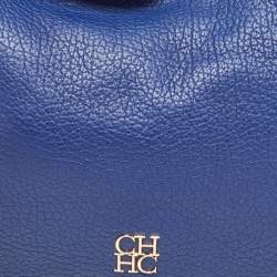 Pre Owned Carolina Herrera Blue Leather Chain Tassel Hobo