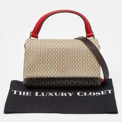 Carolina Herrera Tricolor Monogram Coated Canvas and Leather Mini Flap Top Handle Bag
