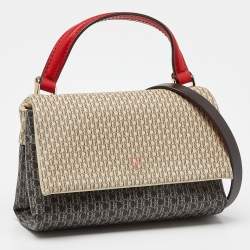 Carolina Herrera Tricolor Monogram Coated Canvas and Leather Mini Flap Top Handle Bag