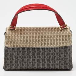 Carolina Herrera Tricolor Monogram Coated Canvas and Leather Mini Flap Top Handle Bag